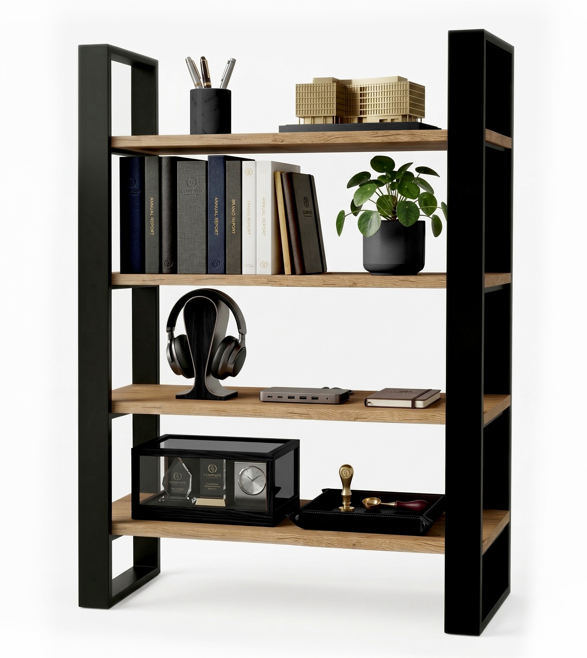 Regał biurowy loft 80 cm – Dąb craft złoty polkowelove.pl